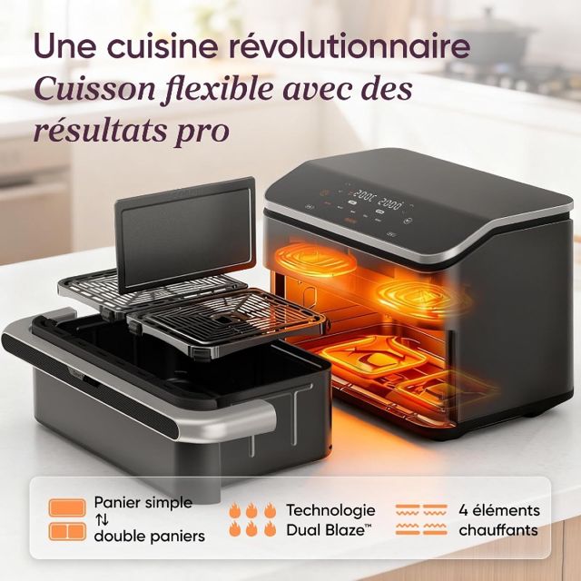 Cosori air frayer 10L twinfry friteuse smar 4 resistance