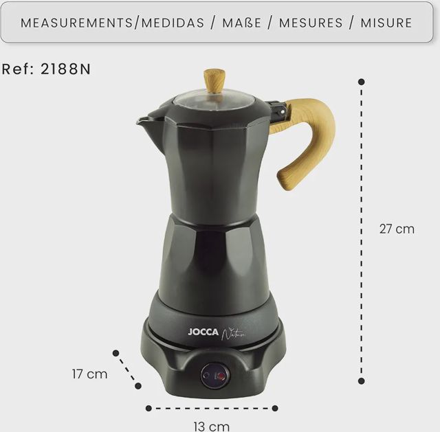 Jocca Cafetière Italienne Électrique Nature Line 6 Tasses