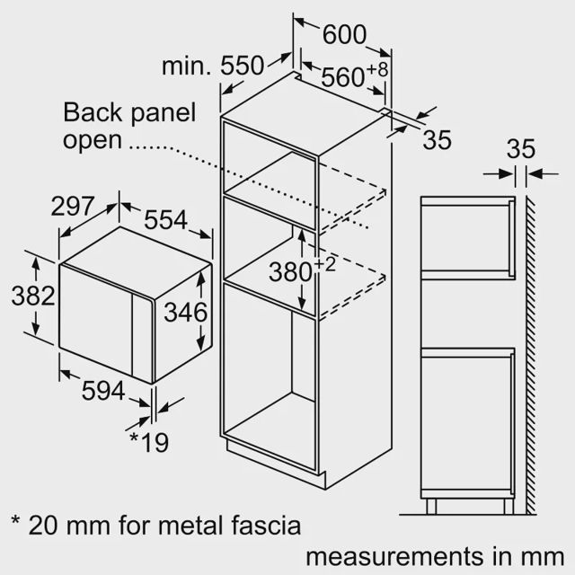 Micro-ondes encastrable Bosch Série 6 20L  BFL524MB0