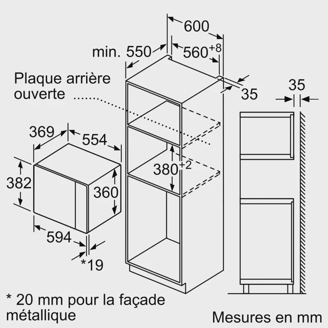 Bosch Micro-ondes encastrable Série 6 25L BFL554MB1F