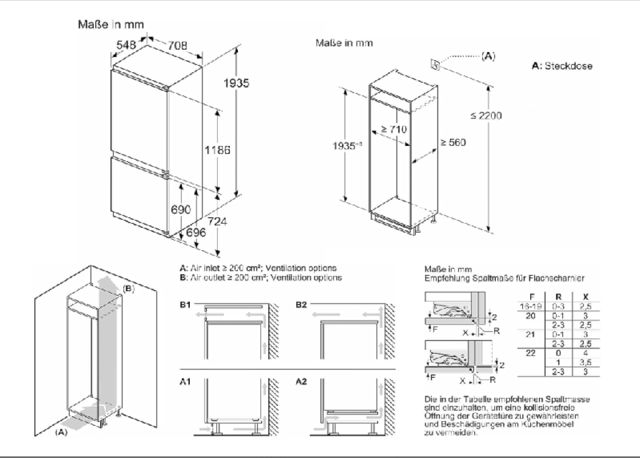 Réfrigérateur Combiné Encastrable Bosch Série4 KBN96VFE 383L