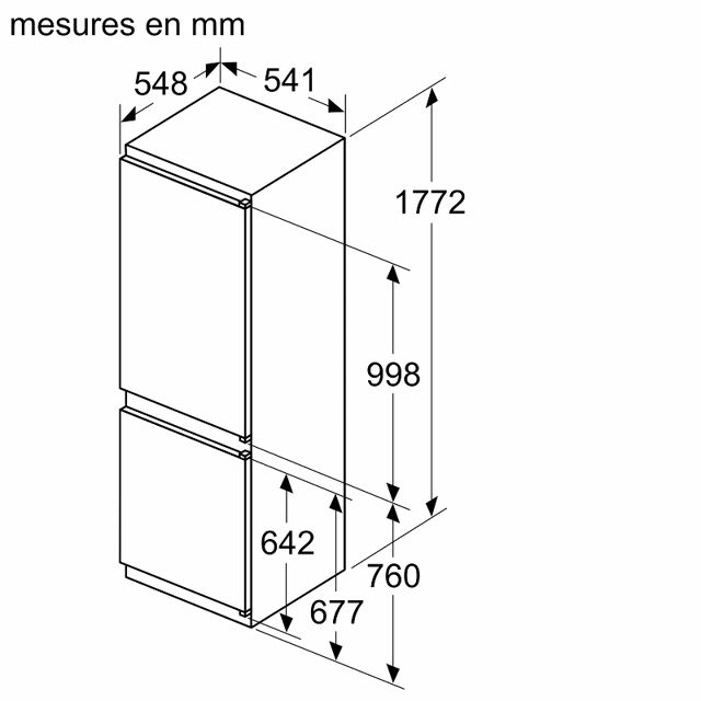 Bosch Réfrigérateur combiné intégrable Série 4 KIV86VSE0