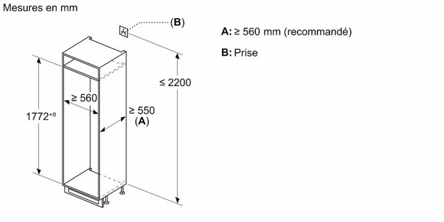 Bosch Réfrigérateur combiné intégrable Série 4 KIV86VSE0