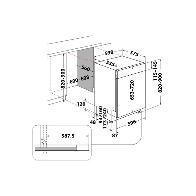 Whirlpool lave vaisselle semi encastrable 6 sens WB6020PX