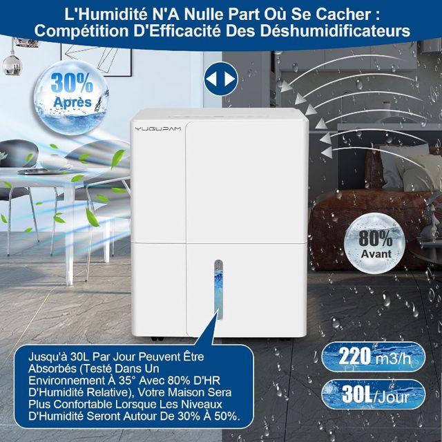 VALBERG Déshumidificateur purificateur d'air 30L/H