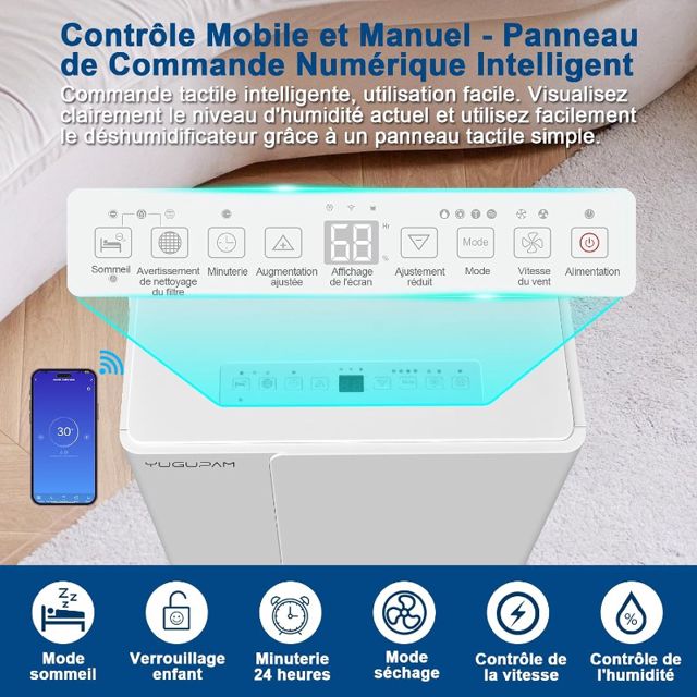 VALBERG Déshumidificateur purificateur d'air 30L/H
