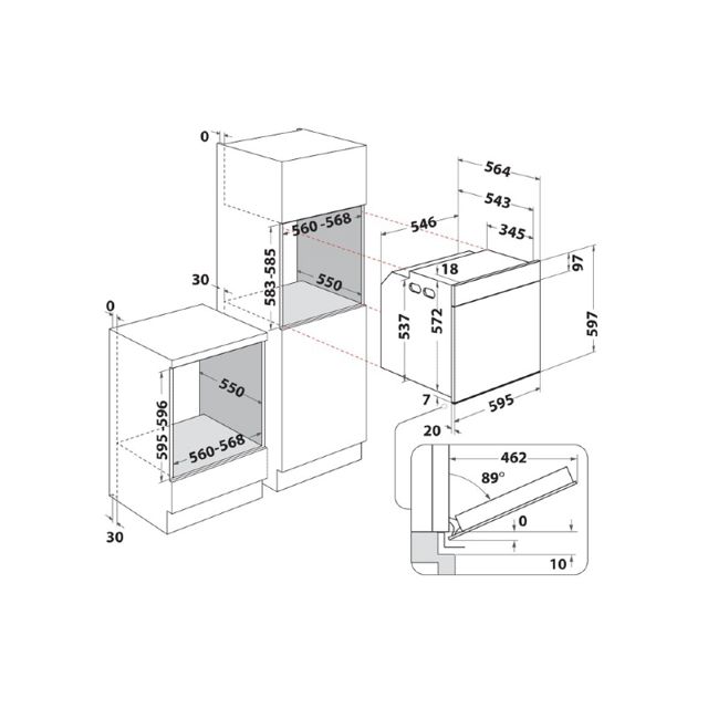Four Encastrable Whirlpool WOI4S8PM1SB 73L Pyrolyse AirFry