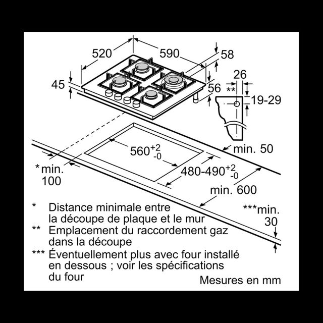 Bosch plaque de cuisson série 4 PNH6B6K4X 60cm