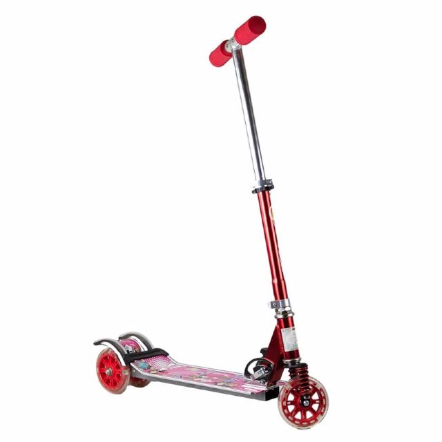 Trottinette 3 Roues Rouge Roues LED Amortisseur