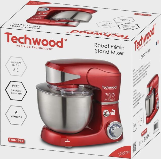 Techwood TRO-1055 pétrin 5L robot pâtissier 1000W