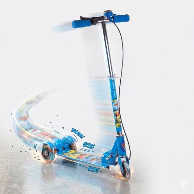 Trottinette Cars Enfants 3 roues avec frein a main aluminum