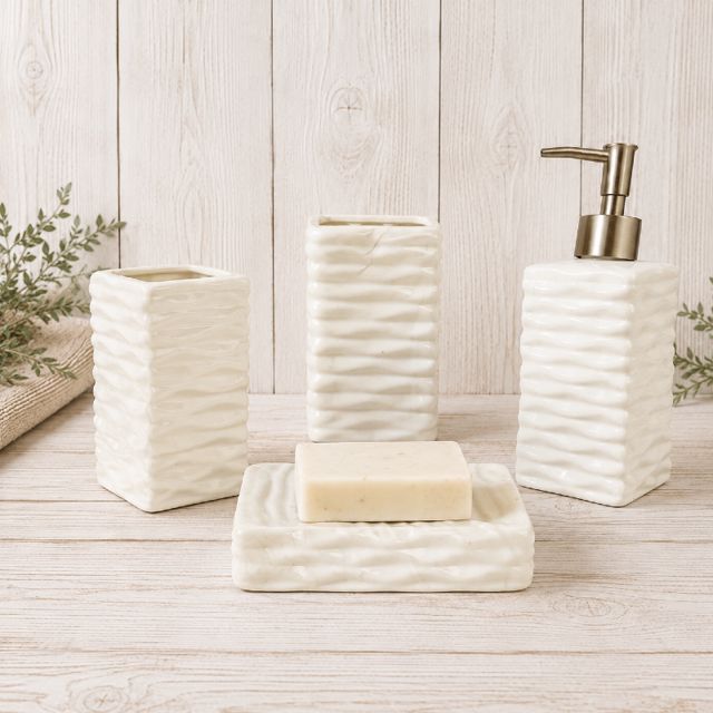 Ensemble d'accessoires de salle de bain 4 pièces Beige