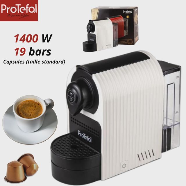 Protefal Machine à café Capsule 1400W EM-201C Blanc