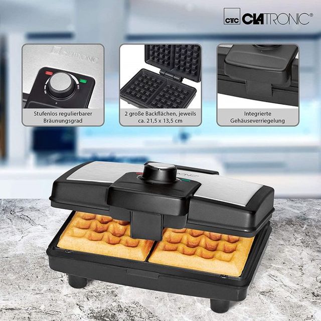 Clatronic appareil 800W gaufrier AW 3606