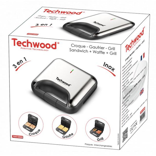 Techwood gaufrier 3en1 800W- Tgci-8600