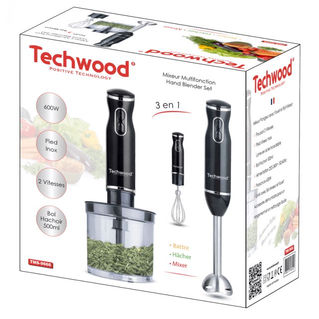 Techwood Mixeur plongeant 3en1 600W TMS-9666