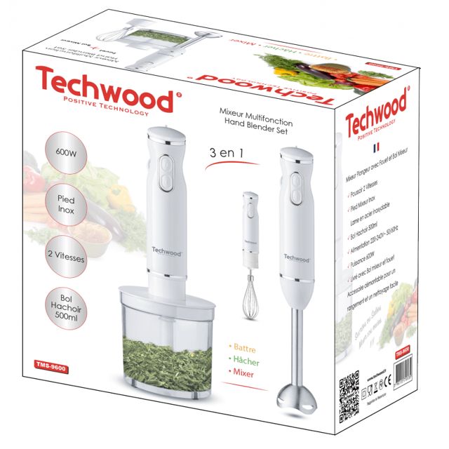 Techwood mixeur plongeant 3en1 600W TMS-9600
