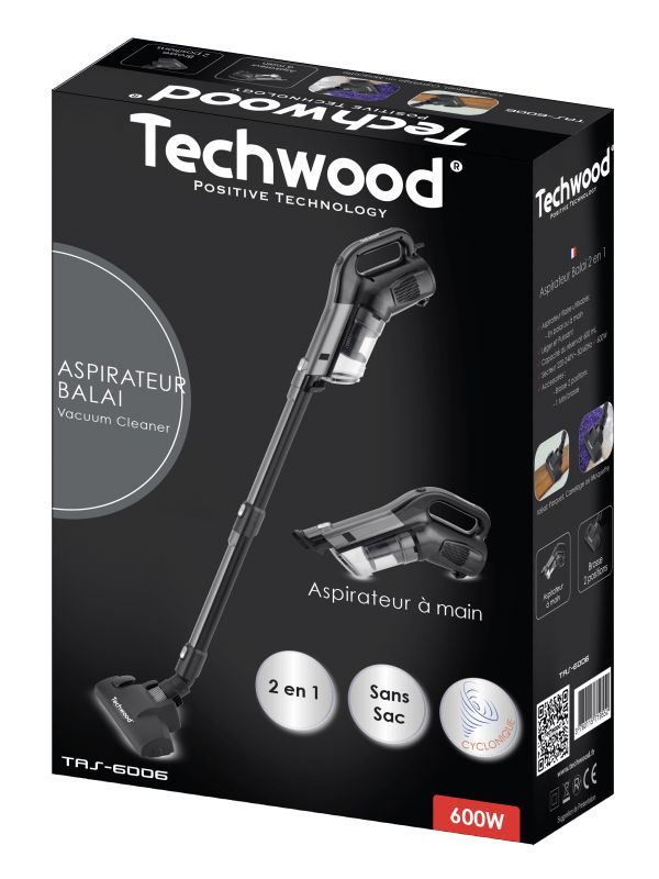 Techwood Aspirateur Balai 2 en1 600W TAS-6006