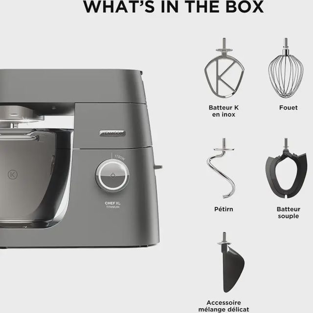 Kenwood pétrin chef xl titanium 6.7L 1700W KVL8300S