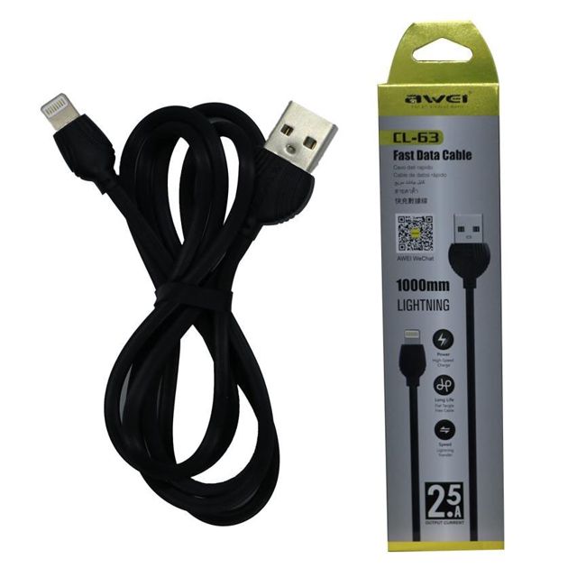 Awei Câble USB IPhone 1M 2.5A CL-63 Noir