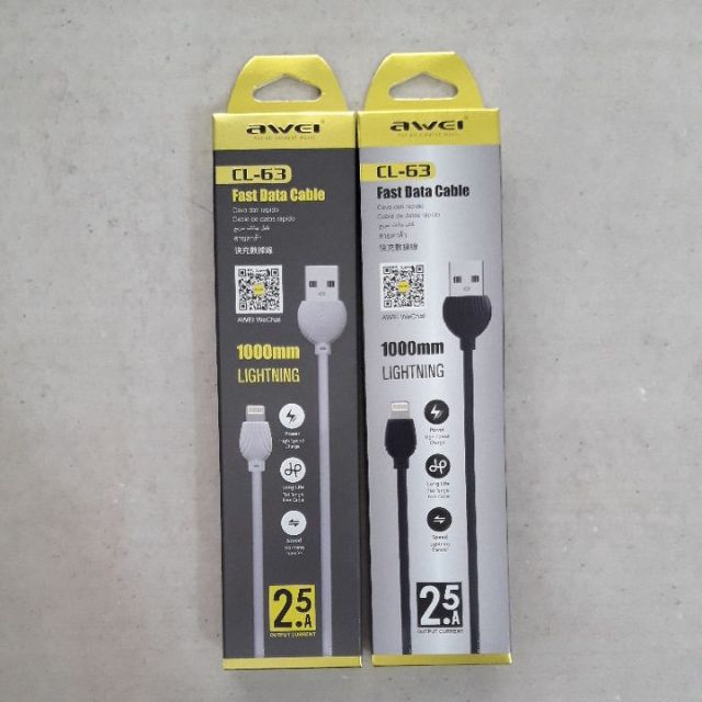 Awei Câble USB IPhone 1M 2.5A CL-63 Noir