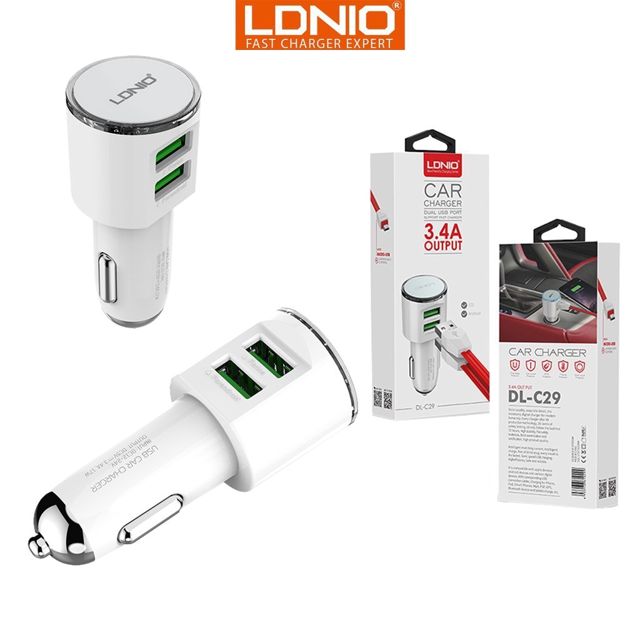 LDNIO Chargeur Auto DL-C29 - 2 USB - Blanc