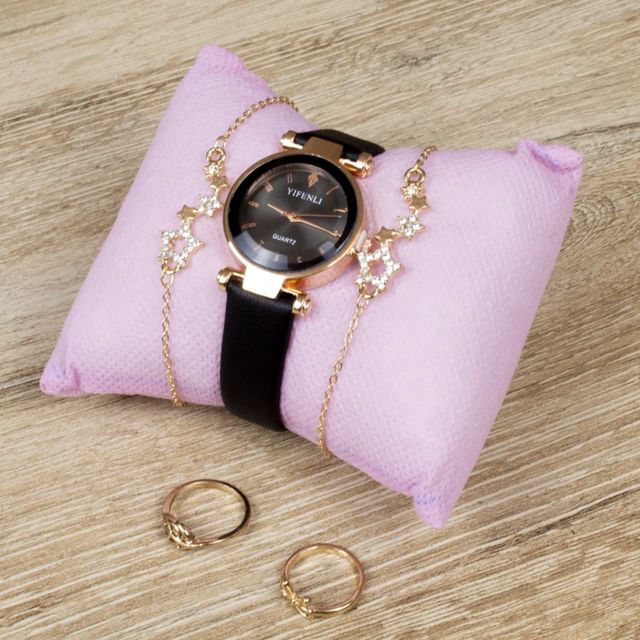 Yifenli Montre Femme Bracelet Cuir _ Noir