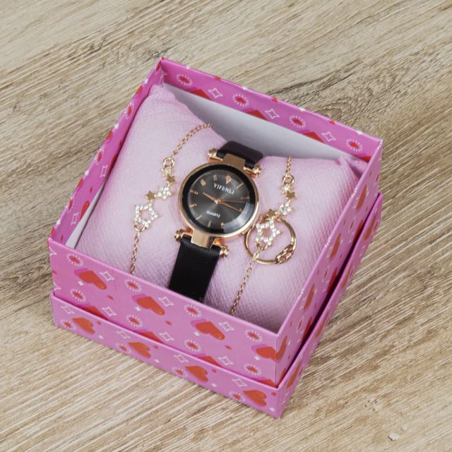 Yifenli Montre Femme Bracelet Cuir _ Noir