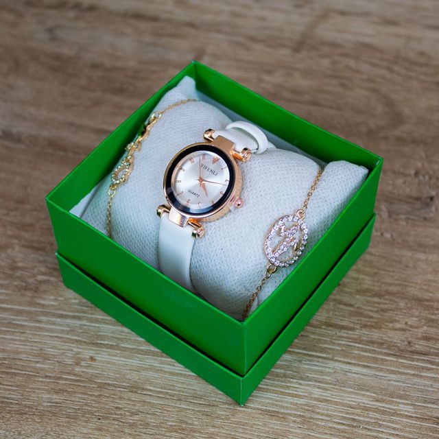 Yifenli Montre Femme Bracelet Cuir _ Blanc