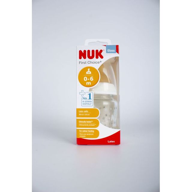 Nuk Biberon Col Large First Choice En Verre 120 Ml - blanc