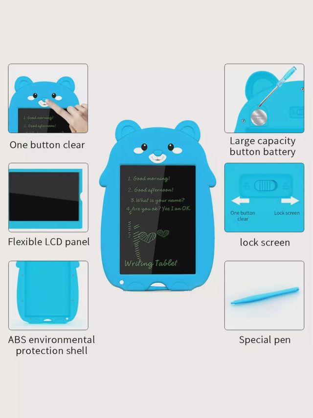 Tablette d'écriture LCD design cartoon avec stylo
