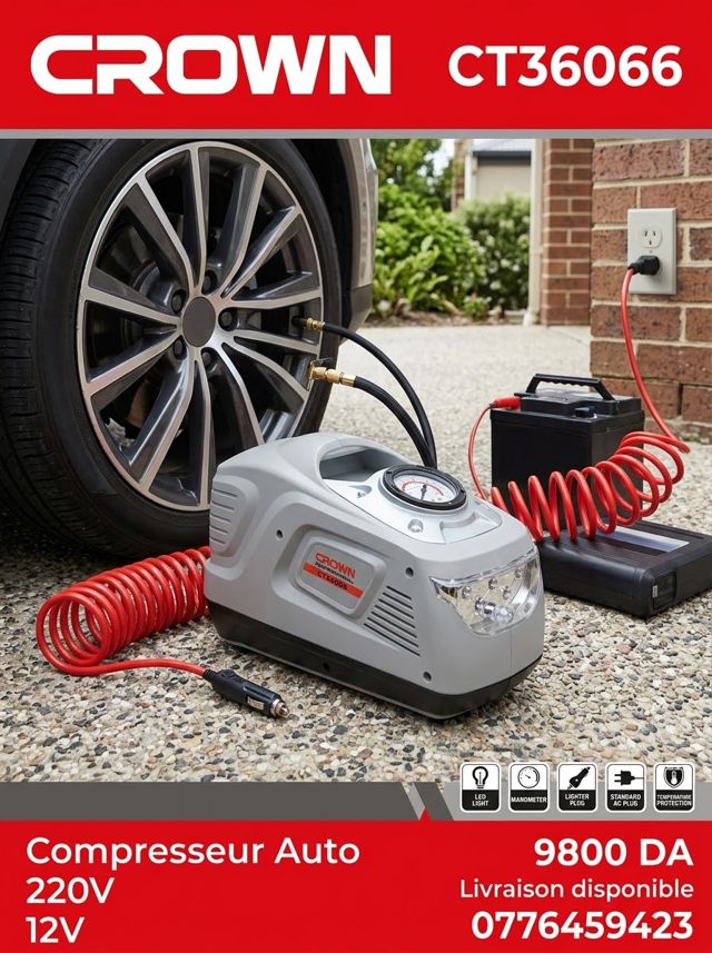 Comresseur auto crown 220v 12v