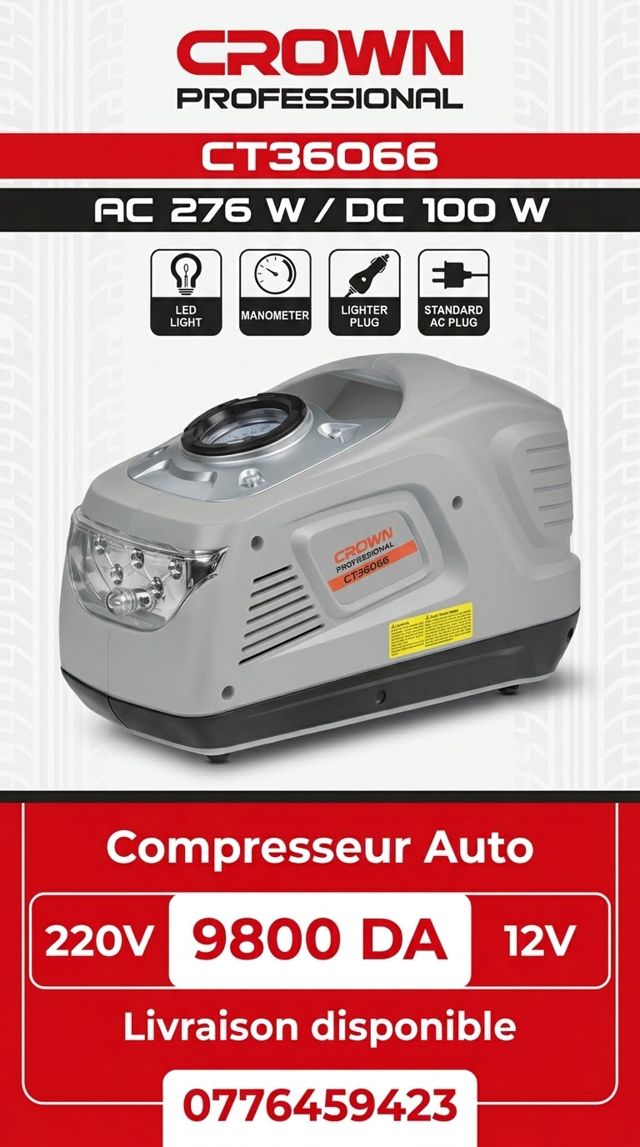 Comresseur auto crown 220v 12v