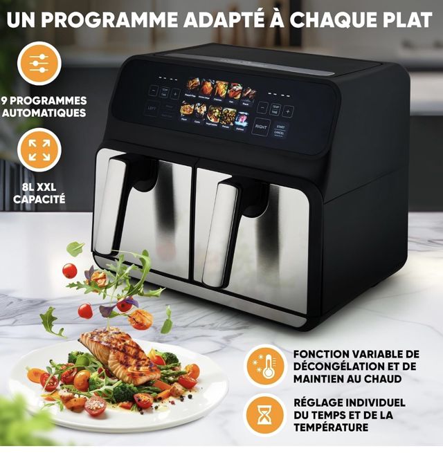 ProfiCook® Friteuse à air chaud | 2 compartiments | 8 litres
