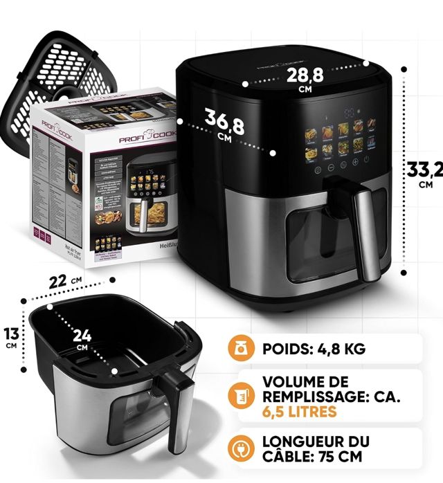 Proficook, Friteuse à Air Chaud 6,5L 1700W PC
