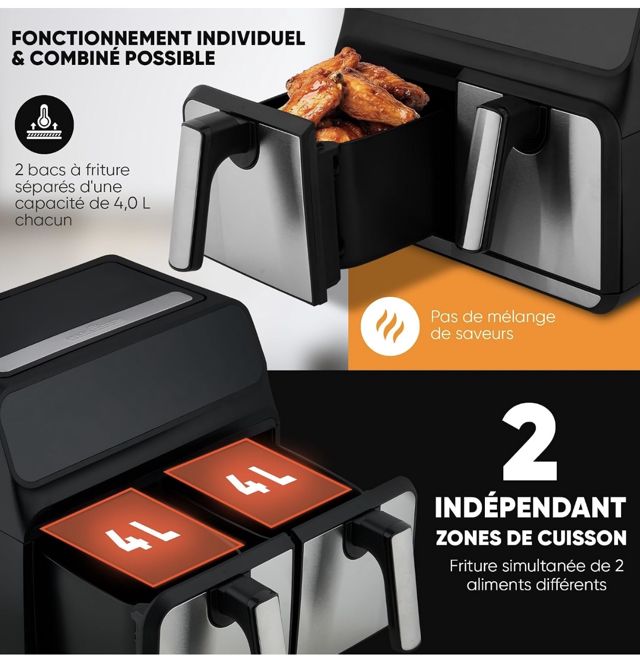 ProfiCook® Friteuse à air chaud | 2 compartiments | 8 litres