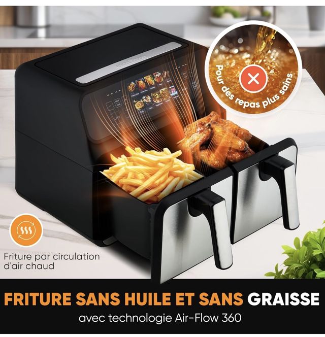 ProfiCook® Friteuse à air chaud | 2 compartiments | 8 litres