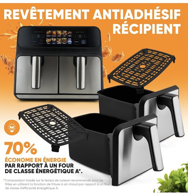 ProfiCook® Friteuse à air chaud | 2 compartiments | 8 litres