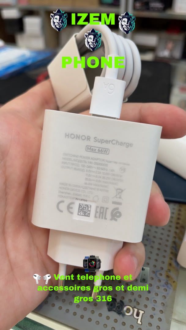 Chargeur Secteur Honor 66W avec Câble USB-C