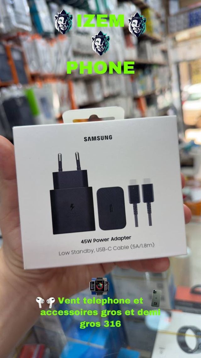 Kit Chargeur Samsung 45W avec Câble USB-C 5A 1.8m