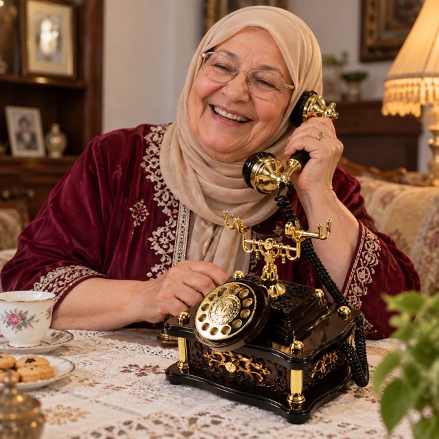 علبة موسيقى تزيينية على شكل هاتف قديم مع درج مدمج YL2035-1