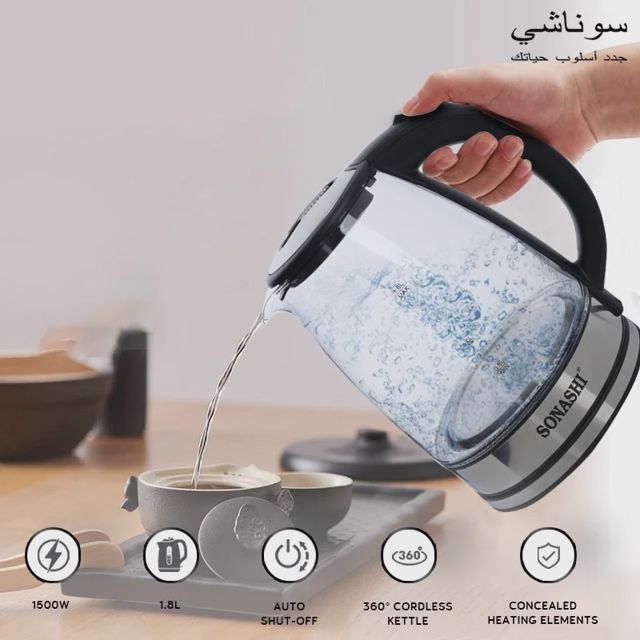 غلاية زجاجية SONASHI 1.8 SKT-1809