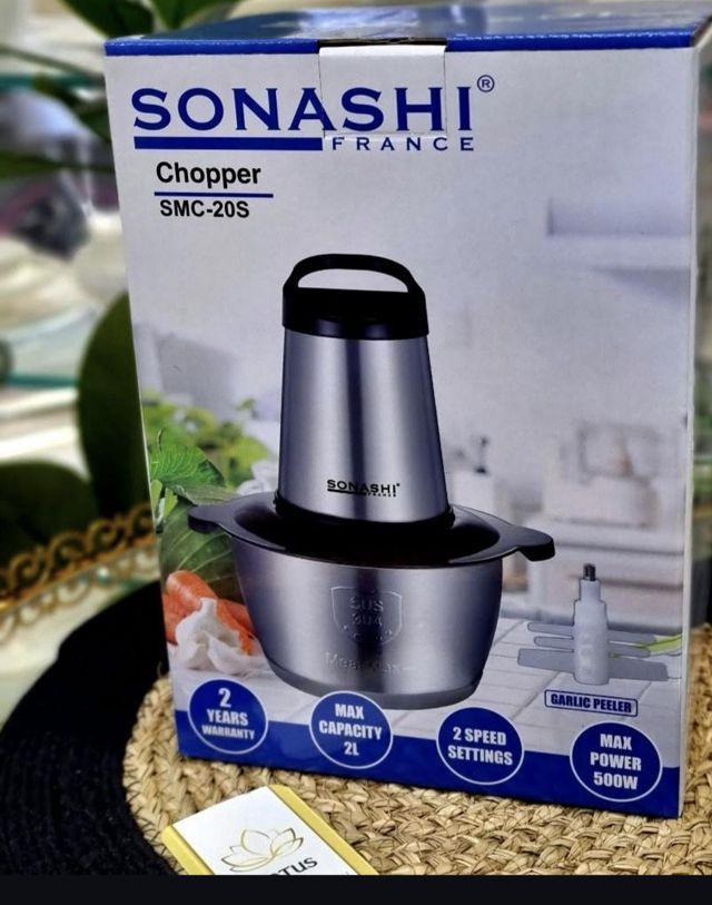Sonashi hachoire en corp inox 2L 500W smc-20s