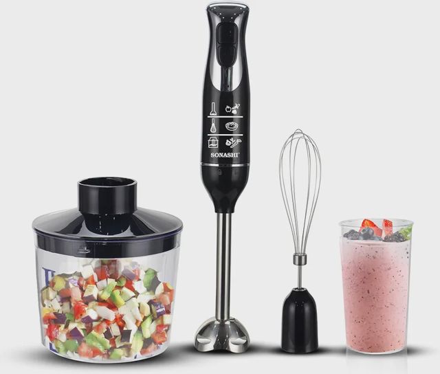 Sonashi mixeur a main avec corps en plastique 3en1 600w shb-187jcw